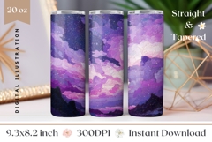 Purple Tumbler Wrap Design, Clouds Tumbler Sublimation Product Image 1