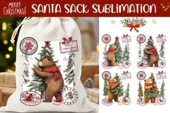 Cartoon Christmas Bear Santa Sack Designs, Kids Santa Sack Product Image 1