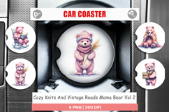 Knits &amp; Reads Mama Bear Car Coaster Product Image 1