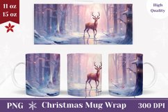 Winter Deer Mug Wrap Design, Winter Forest Sublimation PNG Product Image 1