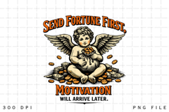 Send Fortune First Motivation Quote Vintage Angel Design Product Image 7