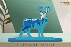 Deer with Nature Landscape 3D Layered Stand Decor Lasercut Product Image 1