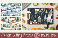 Winter Huts &amp; Houses Cutting Boards sublimation Design Product Image 1