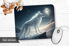 Spectral Wolf in Moonlit Snow Mouse Pad PNG Design Product Image 1