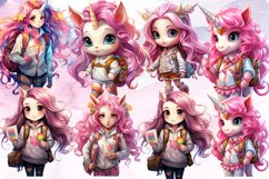 Back to School Unicorn Clipart Sublimation, Back to School Product Image 2