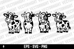 A black and white cartoon mascot of a spotted dairy cow Product Image 1