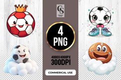 Cute Cartoon Soccer Ball Clipart Sublimation PNG Product Image 1