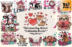 Valentine’s Day Animal Sublimation Bundle - 19 PNG Designs Product Image 1