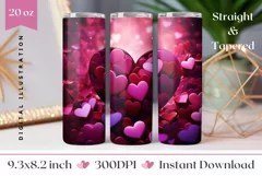 3D Love Heart Tumbler Design, Valentine's Day Tumbler PNG Product Image 1