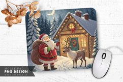 Santa and Reindeer at the Cabin Mouse Pad PNG Design Product Image 1