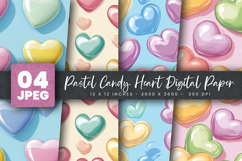 Pastel Candy Heart Digital Paper Product Image 1