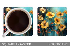 Flowers Coaster Sublimation. Floral Coaster Design Product Image 1
