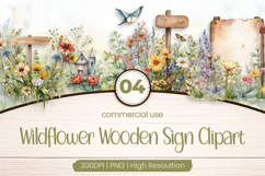 Wildflower Wooden Sign Clipart PNG Product Image 1