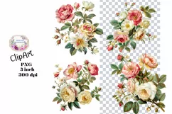 Flowers, Junk Journal, PNG, Clipart, Ephemera, Botanical Product Image 1