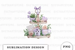 Valentines Purple Tiered Tray Sublimation PNG Product Image 1