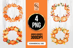 Pumpkin Wreath Clipart Sublimation PNG Product Image 1