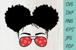 Christmas Messy Bun SVG | Mom Life SVG | Afro Women SVG Product Image 1