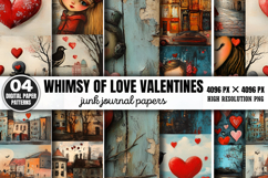 Whimsy of Love Valentines Collage Patterns PNG Product Image 1