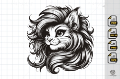 Majestic Cat Line Art with Braided Hair Product Image 1