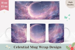 Moon Mug Wrap, Glitter Mug Design, Celestial Mug PNG Product Image 1