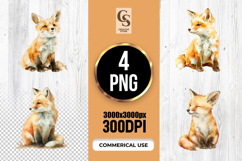 Cute Watercolor Baby Fox Clipart Sublimation PNG Product Image 1