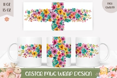 Floral Christian Cross Mug Wrap, Christian Mug Design Product Image 1