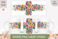 Floral Christian Cross Mug Wrap, Christian Mug Design Product Image 1