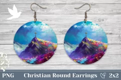 Colorful Cross Round Earrings, Christian Cross Earrings Product Image 1