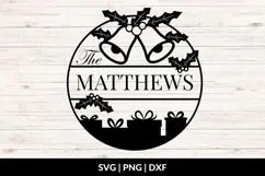 Christmas Family Name SVG - Christmas Bells and Gifts Product Image 1