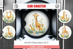 Car Coaster Giraffe Embroidery Product Image 1