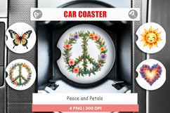 Peace &amp; Petals 70s Car Coaster Product Image 1