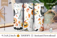 Halloween Doodles Tumbler, Kids Halloween Print, Bats PNG Product Image 1