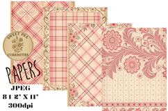 Pink, Mixed Media, Paper, Shabby Chic, Papers, Junk Journal Product Image 1
