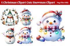 Christmas Cute-Snowman Clipart PNG Product Image 1