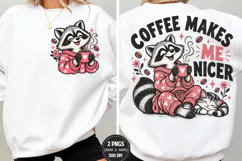 Coffee Raccoon Front Back PNG, Cute Raccoon Coffee Shirt Fro Product Image 1