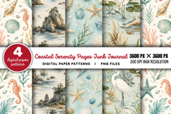 Coastal Serenity Junk Journal Pages PNG Product Image 1