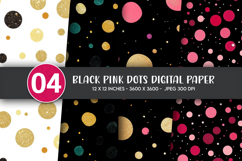 Black Pink Dots Digital Paper Product Image 1