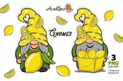 Watercolor family of gnomes with lemon Product Image 1