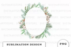 Watercolor Christmas Floral Frame png Product Image 1