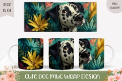 Dalmatian Mug Design, Floral Mug Wrap, Dalmatian Dog Mug Product Image 1