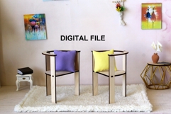 Miniature simple chair laser cut download file dollhouse fur Product Image 1
