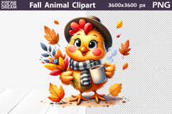 Fall Coffee Animals Clipart | Autumn Cow Chicken Horse PNG Product Image 2