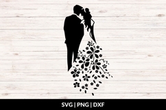 Bride And Groom Floral Dress SVG Product Image 1