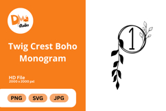 Twig Crest Boho Monogram Product Image 1