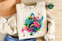 Music &amp; Flowers svg Design | Svg Cut Files | Shirt Svg Product Image 2