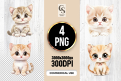 Cute Big Eyes Kitten Clipart Sublimation PNG Product Image 1