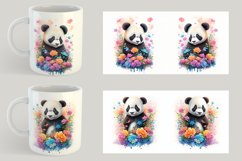 Watercolor Panda Baby Flower| Mug sublimation design Product Image 3