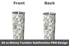Silver Flowers Pattern 20 oz Tumbler Sublimation PNG Product Image 1