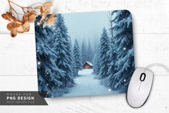 Frozen Waterfall with Snow-Covered Trees Mouse Pad PNG Product Image 1