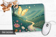 Enchanted Butterfly Over Blooming Hills Mouse Pad PNG Design Product Image 1